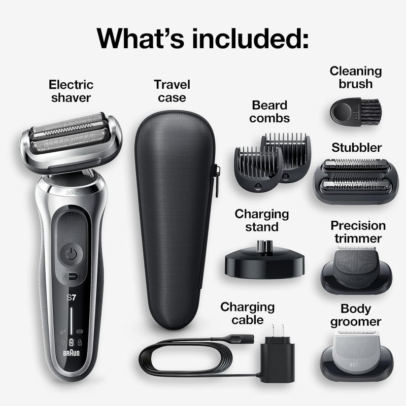 BRAUN SERIES 7 7032CS ELECTRIC RAZOR FOR MEN - WET DRY, CORDLESS FOIL SHAVER WITH TRIMMER