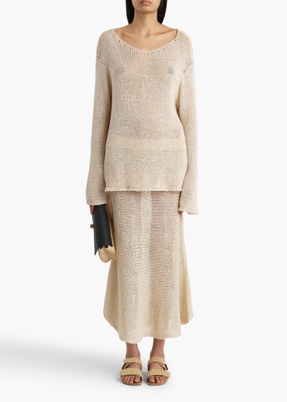 KHAITE INAYA SKIRT IVORY