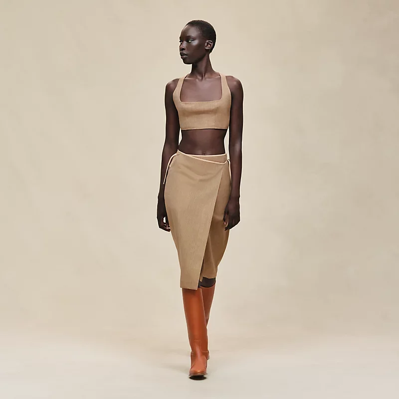 HERMES WRAP SKIRT MARRON PAIN D'éPICE