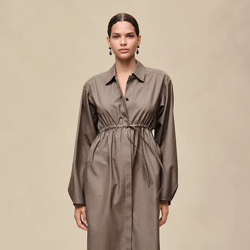 HERMES MOSAIQUE" SHIRT DRESS GRIS / éTOUPE
