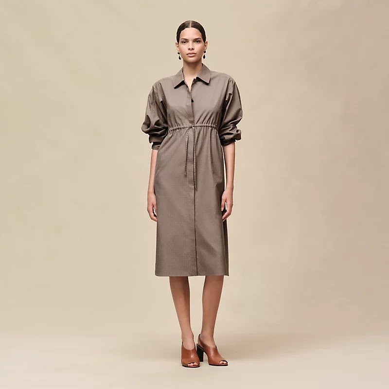 HERMES MOSAIQUE" SHIRT DRESS GRIS / éTOUPE