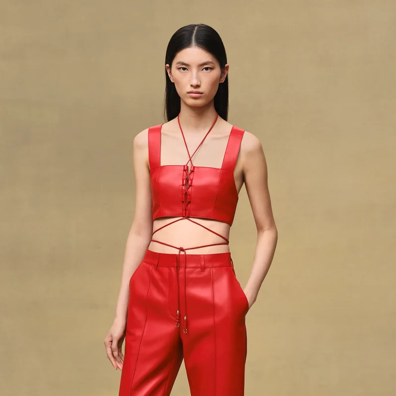 HERMES LACED BRA ROUGE AMAZONE