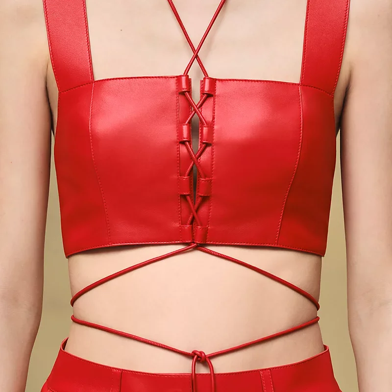 HERMES LACED BRA ROUGE AMAZONE