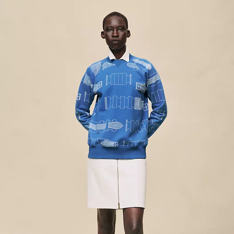 HERMES BRIDE A BLOC" OVERSIZED SWEATSHIRT BLEU COBALT