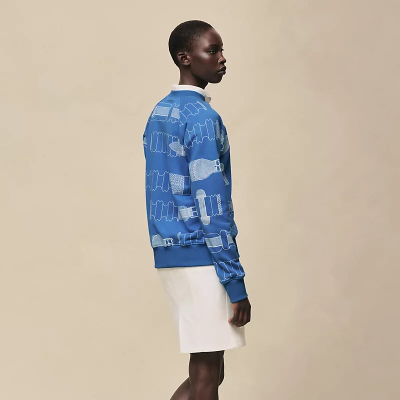 HERMES BRIDE A BLOC" OVERSIZED SWEATSHIRT BLEU COBALT