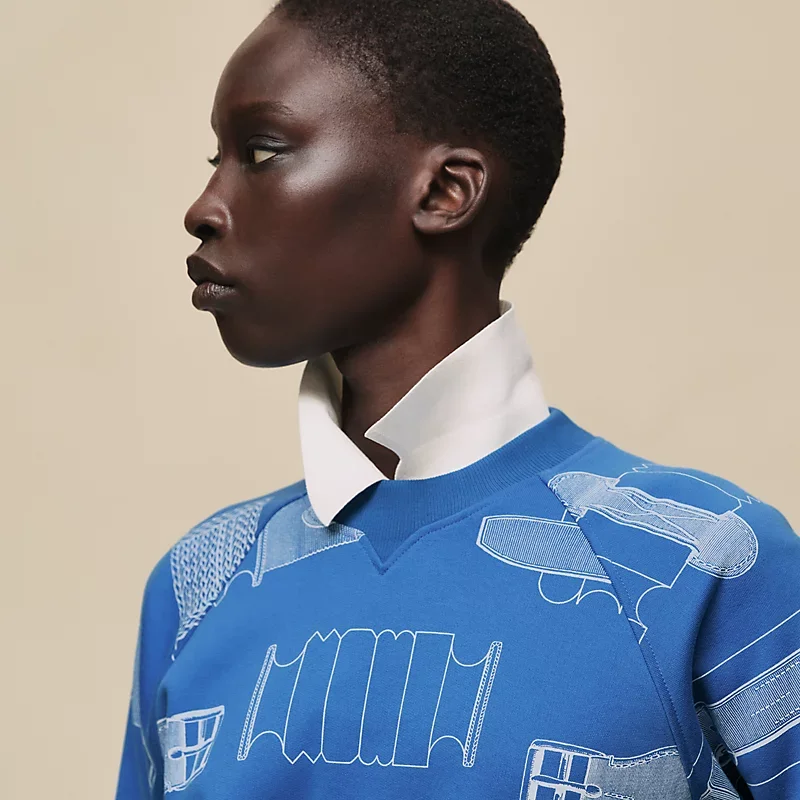 HERMES BRIDE A BLOC" OVERSIZED SWEATSHIRT BLEU COBALT