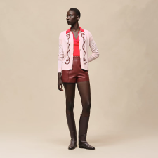 HERMES FERRONNERIE" LONG-SLEEVE CARDIGAN ROSE OPALINE