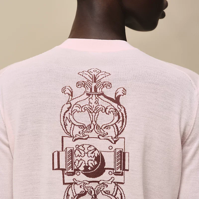 HERMES FERRONNERIE" LONG-SLEEVE CARDIGAN ROSE OPALINE