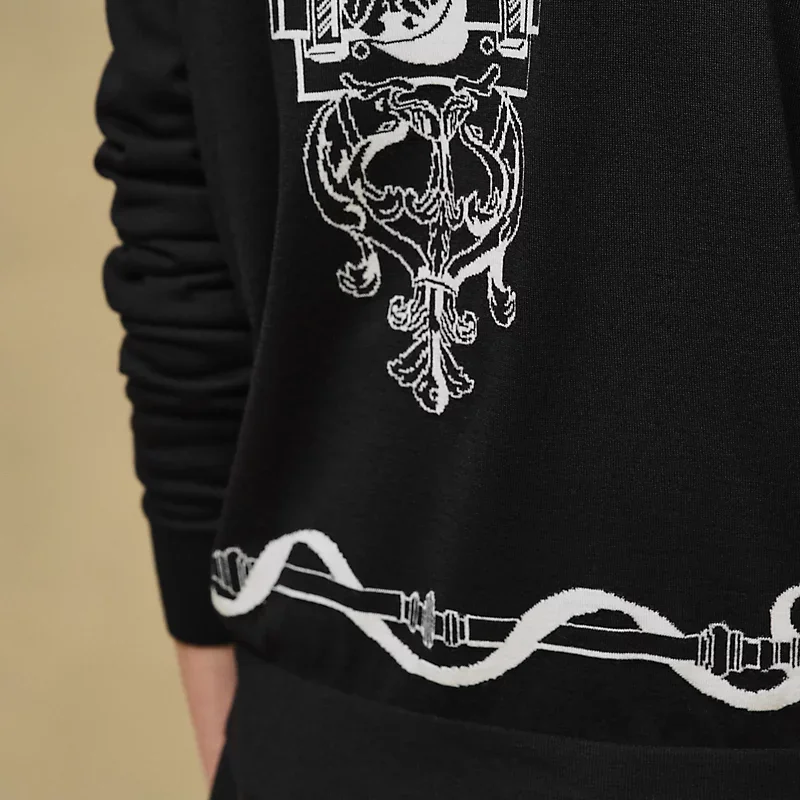 HERMES FERRONNERIE" LONG-SLEEVE CARDIGAN NOIR