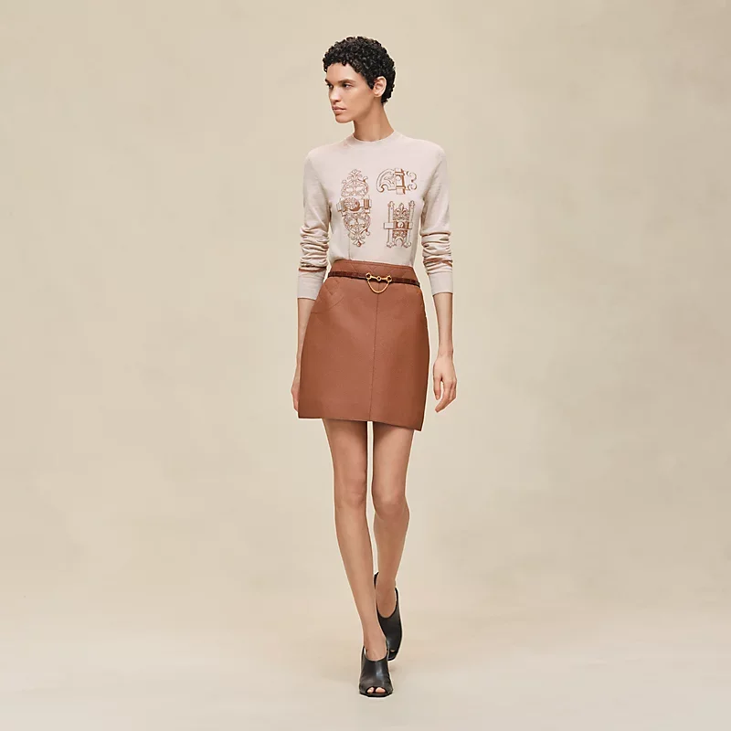 HERMES FERRONNERIE" LONG-SLEEVE SWEATER BEIGE NATUREL