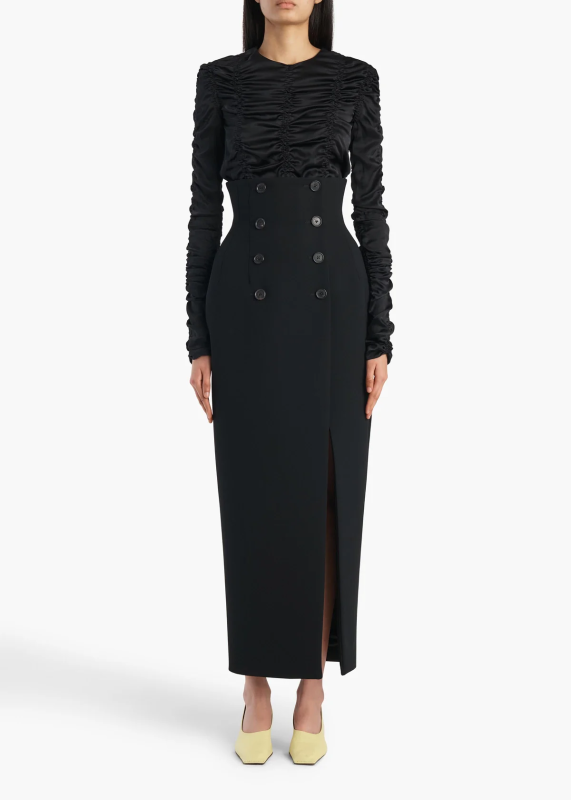 KHAITE LUIZA SKIRT BLACK