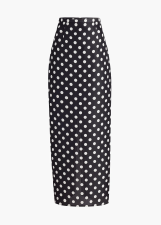 KHAITE WINTON SKIRT BLACK WITH WHITE DOTS