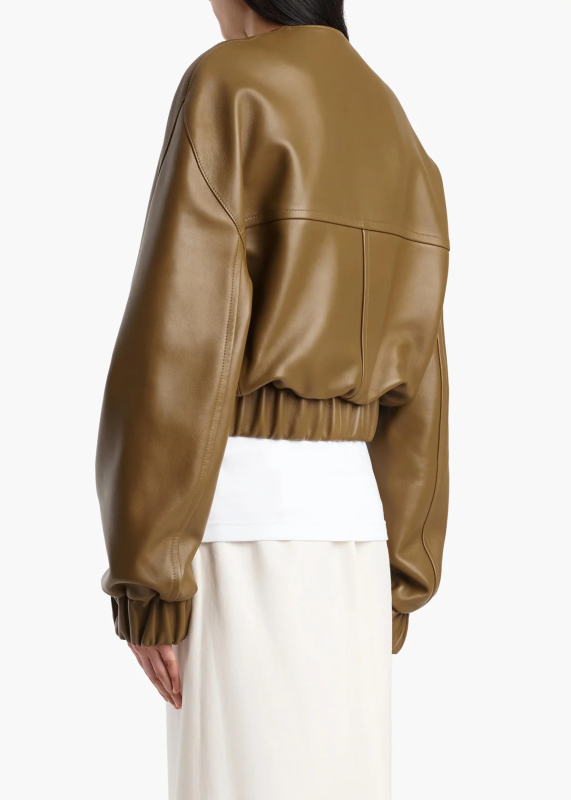 KHAITE CORDAN JACKET DARK OLIVE LEATHER