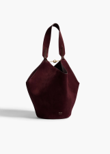 KHAITE SMALL LOTUS TOTE ROUGE NOIR SUEDE AND HAIRCALF