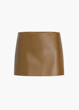 KHAITE T SKIRT DARK OLIVE LEATHER