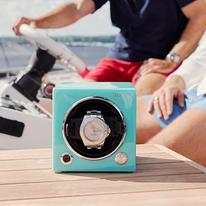 RAPPORT EVO SINGLE WATCH WINDER, AQUA LIMITED EDITION BLUE