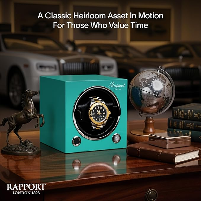 RAPPORT EVO SINGLE WATCH WINDER, AQUA LIMITED EDITION BLUE