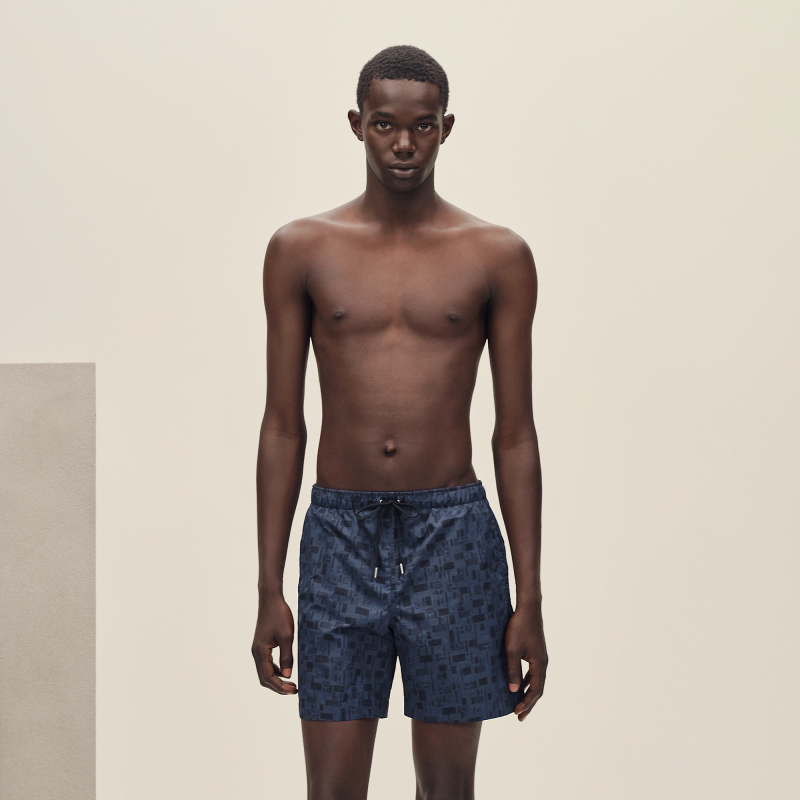 HERMES METAL AU CARRE" SWIM TRUNKS MARINE