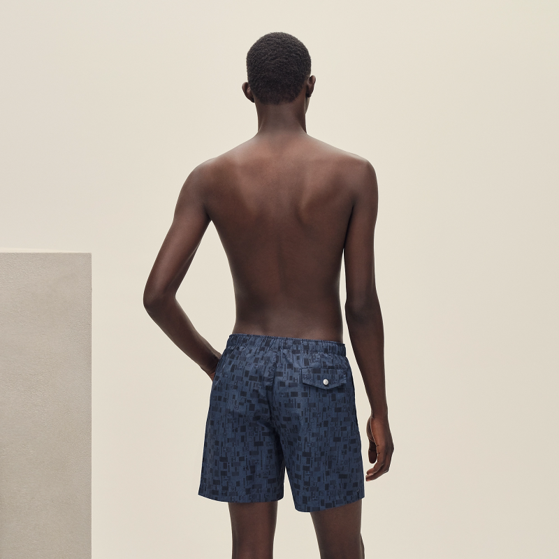 HERMES METAL AU CARRE" SWIM TRUNKS MARINE