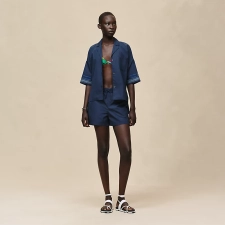 HERMES EMBROIDERED SHORTS BLEU OUTREMER