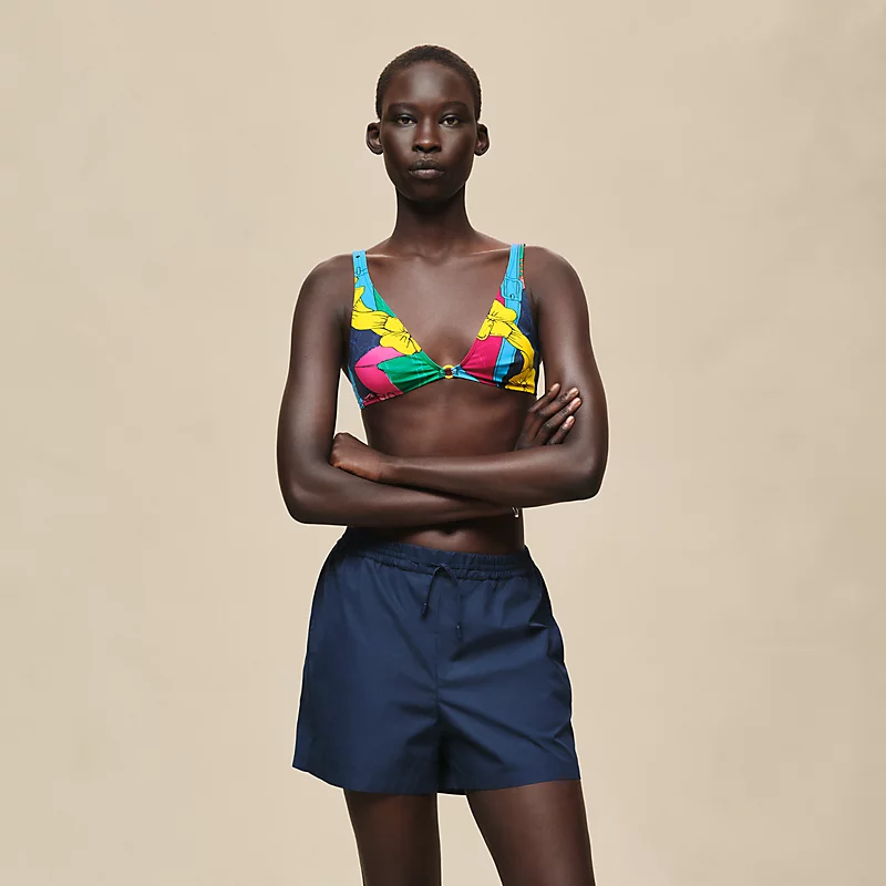HERMES EMBROIDERED SHORTS BLEU OUTREMER
