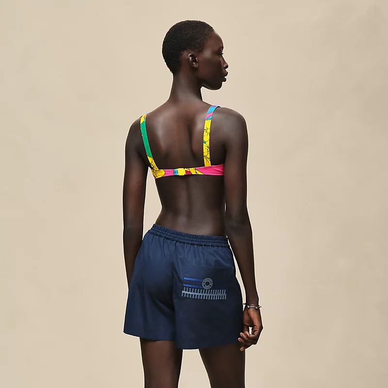 HERMES EMBROIDERED SHORTS BLEU OUTREMER
