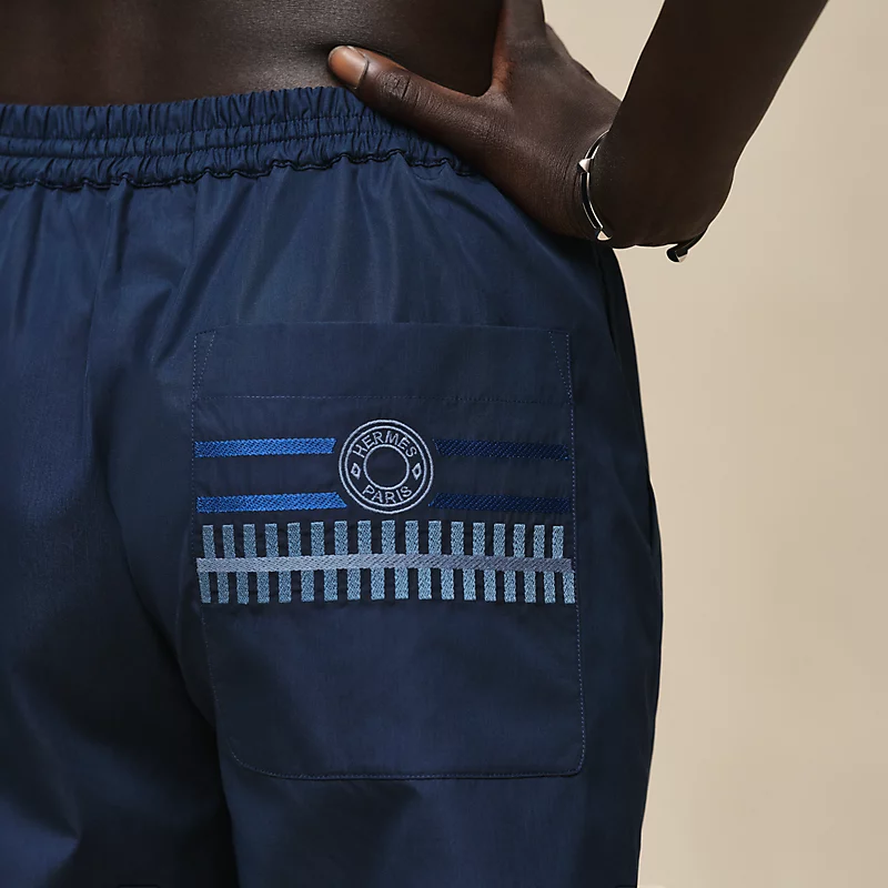 HERMES EMBROIDERED SHORTS BLEU OUTREMER