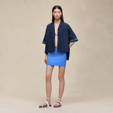 HERMES EMBROIDERED BEACH TUNIC BLEU OUTREMER