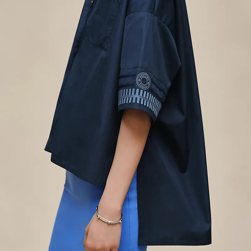 HERMES EMBROIDERED BEACH TUNIC BLEU OUTREMER