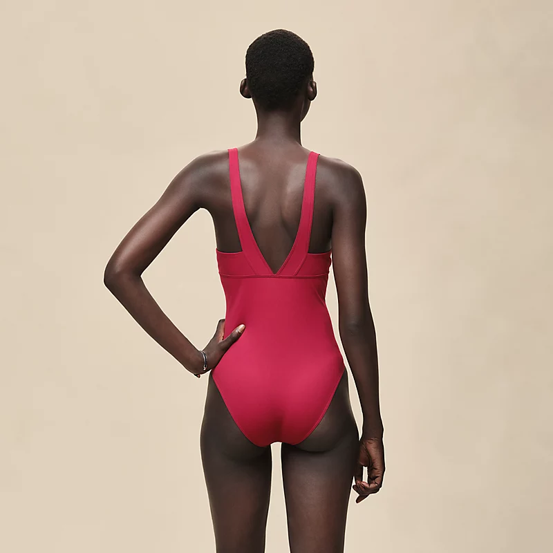 HERMES GIORGIA SWIMSUIT ROSE / LIE DE VIN