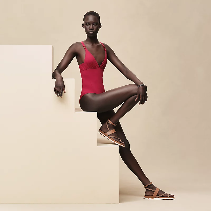 HERMES GIORGIA SWIMSUIT ROSE / LIE DE VIN