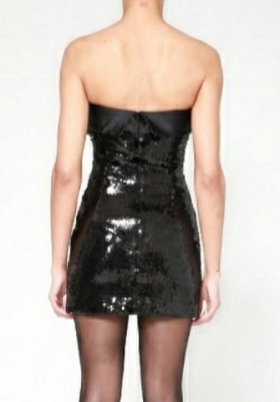 SERGIO HUDSON STRAPLESS SEQUIN MINI DRESS BLACK