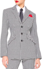 SERGIO HUDSON HOUNDSTOOTH SINGLE BREAST BLAZER BLACK AND WHITE