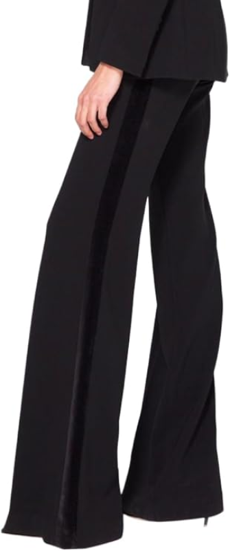 SERGIO HUDSON VELVET STRIPE TUXEDO TROUSERS BLACK