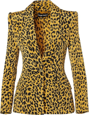 SERGIO HUDSON SINGLE BREAST SHAWL COLLAR BLAZER LEOPARD