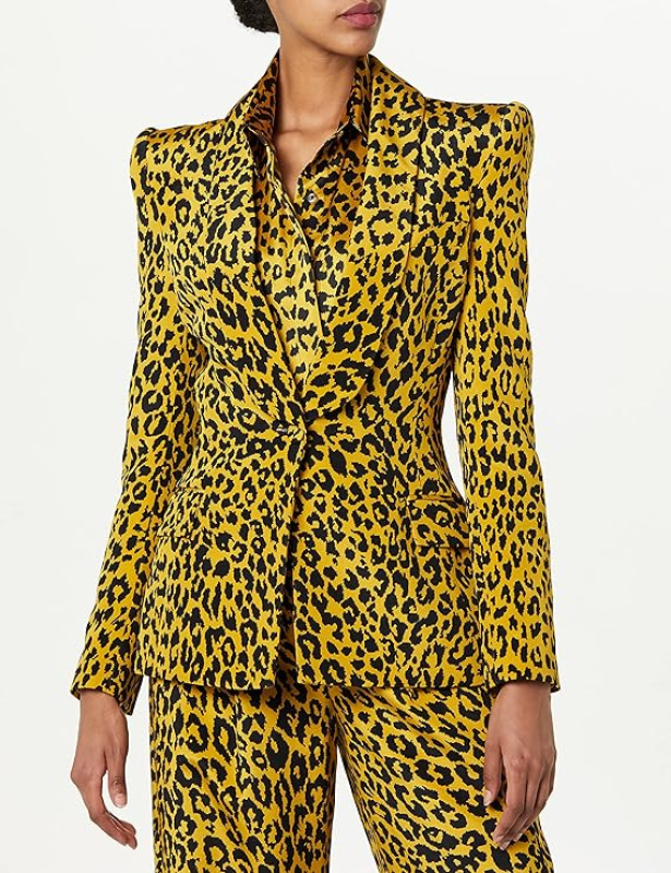 SERGIO HUDSON SINGLE BREAST SHAWL COLLAR BLAZER LEOPARD