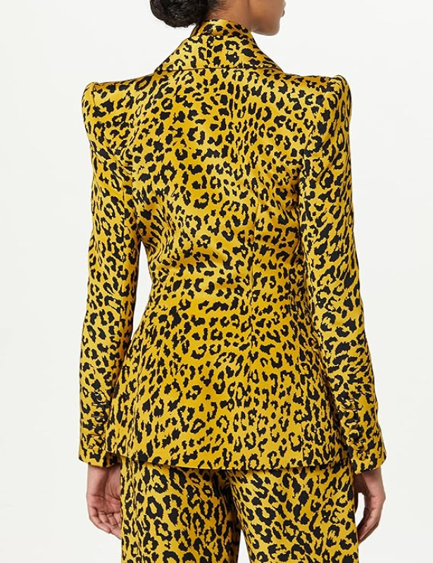 SERGIO HUDSON SINGLE BREAST SHAWL COLLAR BLAZER LEOPARD