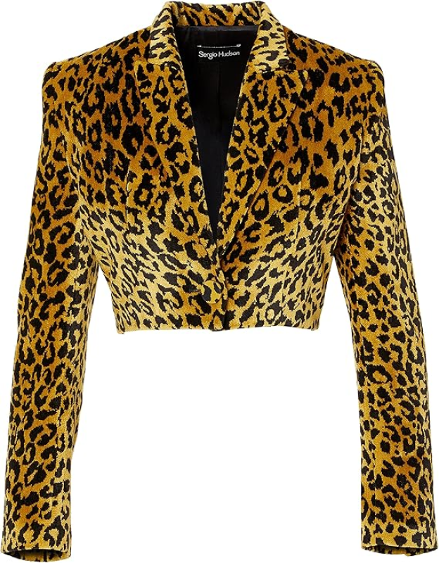 SERGIO HUDSON LEOPARD CROP JACKET  LEOPARD