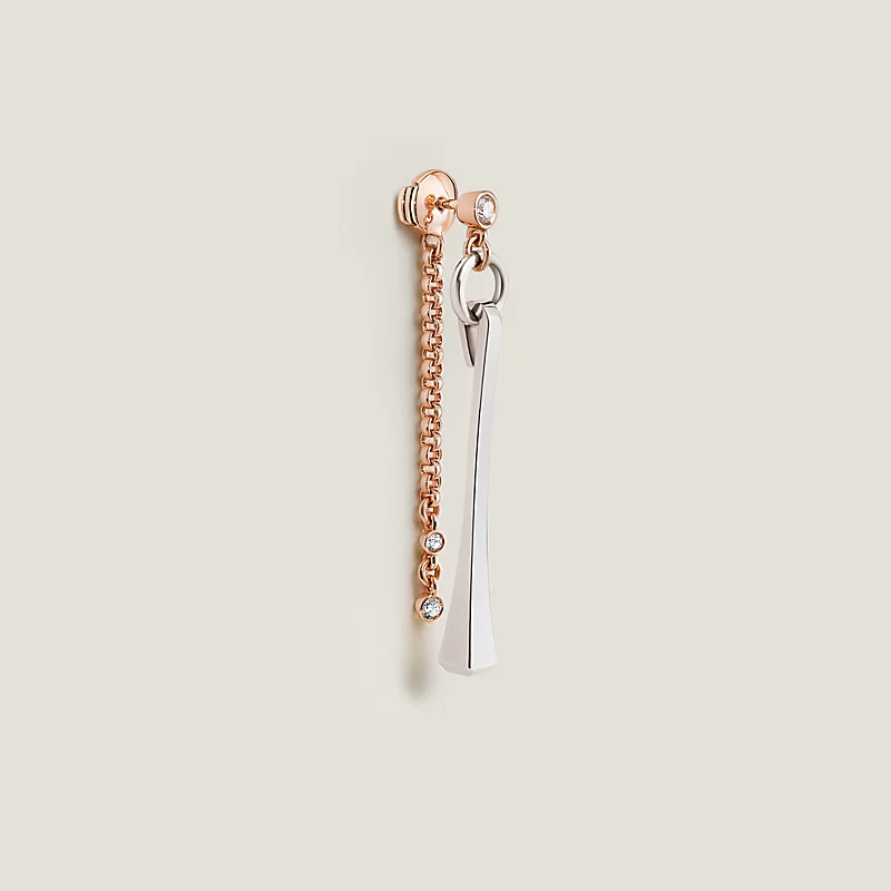 HERMES MIX AND H SINGLE DANGLE EARRING