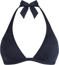 VILEBREQUIN HALTER BIKINI TOP TURTLE MONOGRAM BLUE