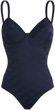 VILEBREQUIN UNDERWIRE ONE-PIECE SWIMSUIT TURTLE MONOGRAM NAVY