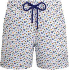 VILEBREQUIN MEN SWIM SHORTS MICRO RONDE DES TORTUES BLANC