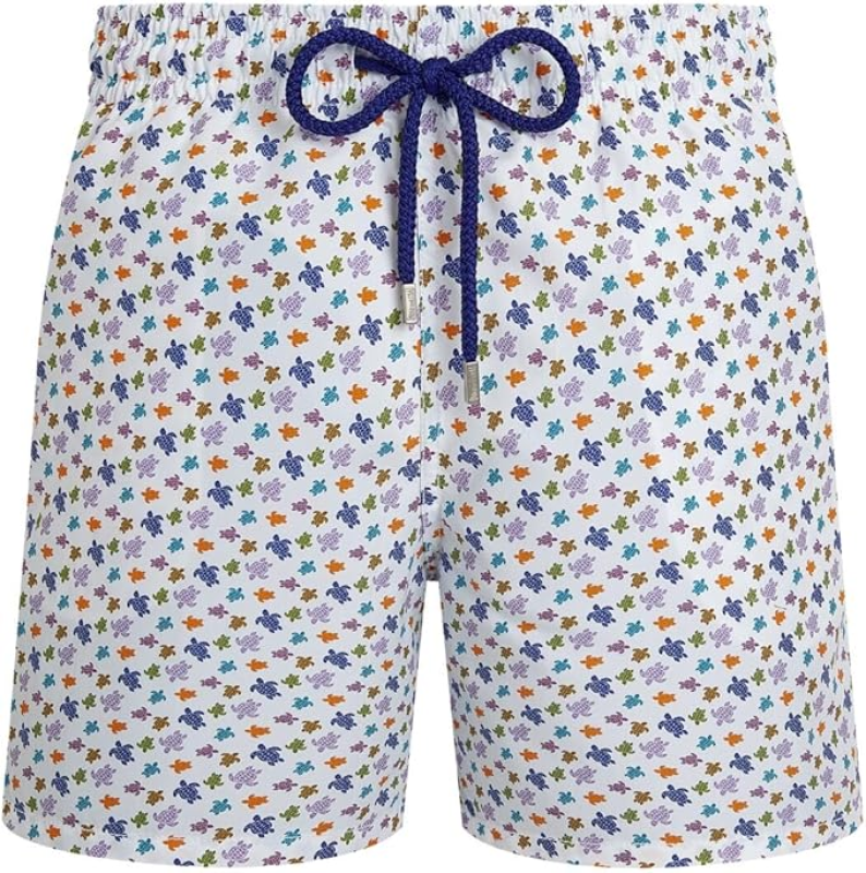 VILEBREQUIN MEN SWIM SHORTS MICRO RONDE DES TORTUES BLANC