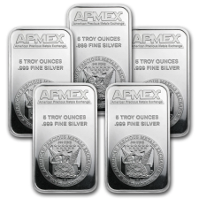 APMEX 5 OZ SILVER BAR - APMEX (LOT OF 5)