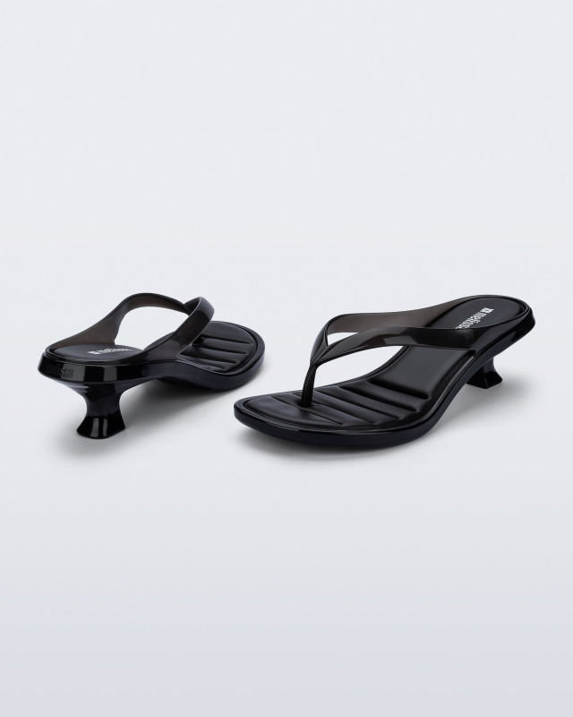MELISSA FLIP FLOP KITTEN HEEL  CLEAR BLACK