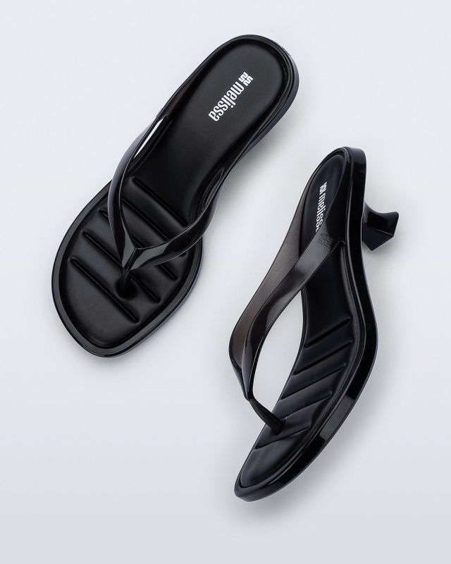 MELISSA FLIP FLOP KITTEN HEEL  CLEAR BLACK