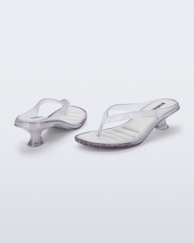 MELISSA FLIP FLOP KITTEN HEEL  CLEAR WHITE