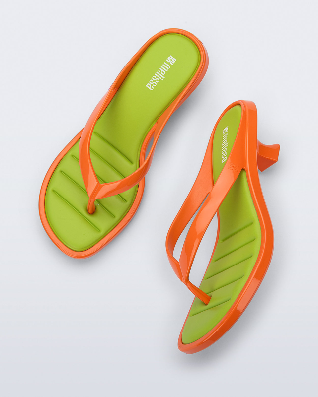 MELISSA FLIP FLOP KITTEN HEEL  ORANGE/GREEN
