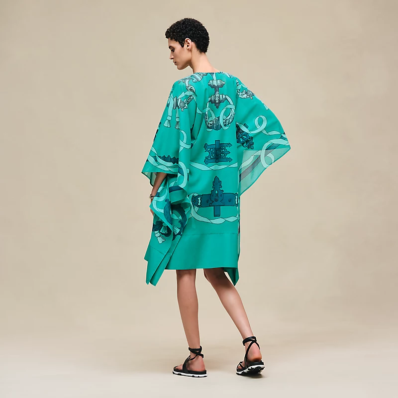 HERMES FERRONNERIE REMIX" BEACH CAFTAN VERT TOURMALINE