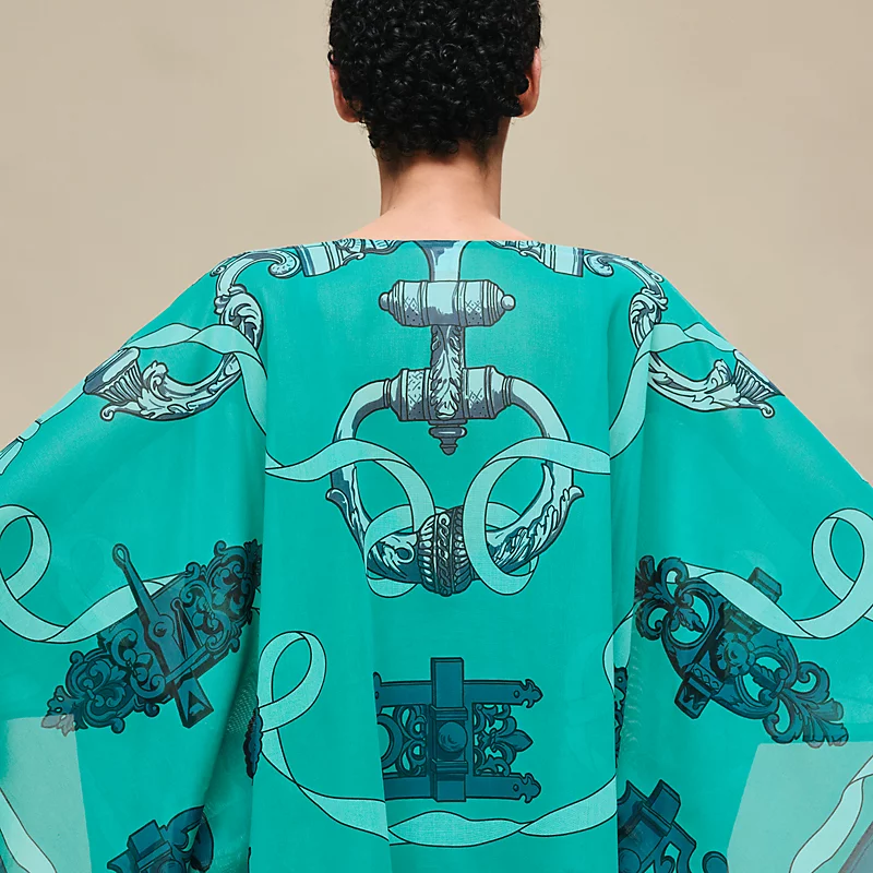 HERMES FERRONNERIE REMIX" BEACH CAFTAN VERT TOURMALINE